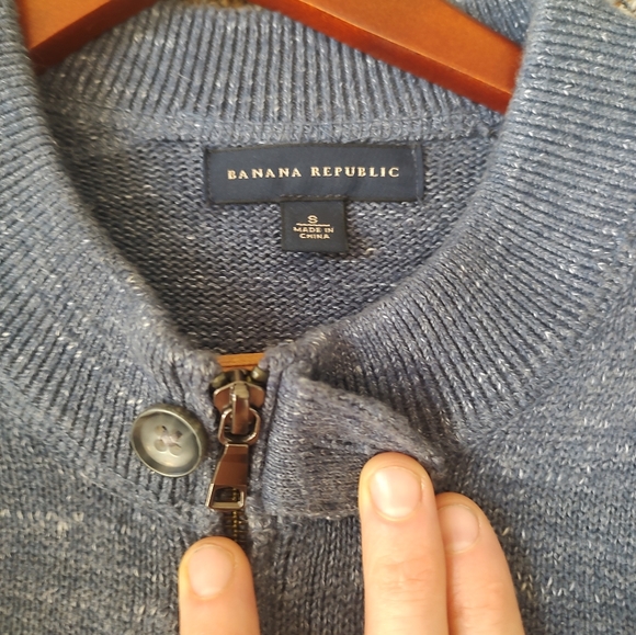 Banana Republic Men's Cardigan Sweater Small Blue Dual Zippers - Picture 2 of 10